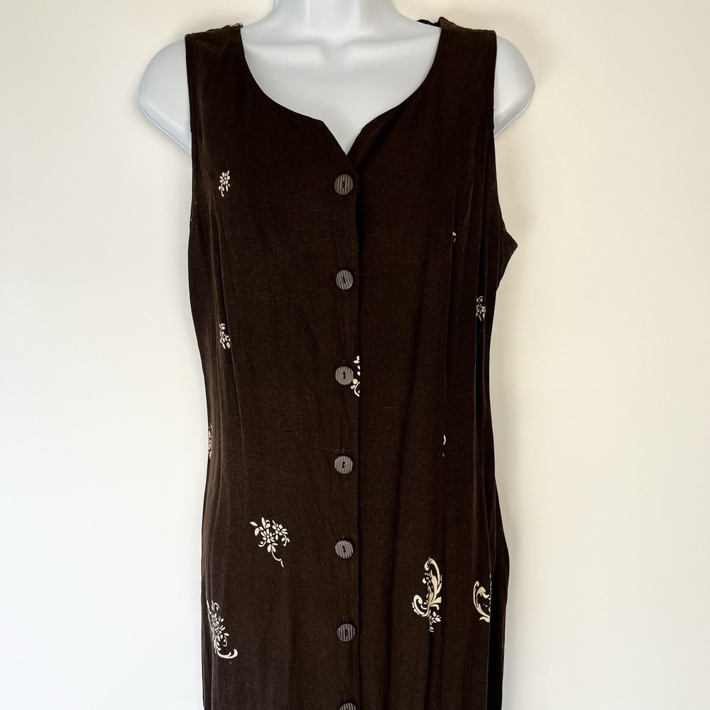 R&K Originals Women's Dress Size 10 Brown Floral Boho Momcore Cottagecore 90s